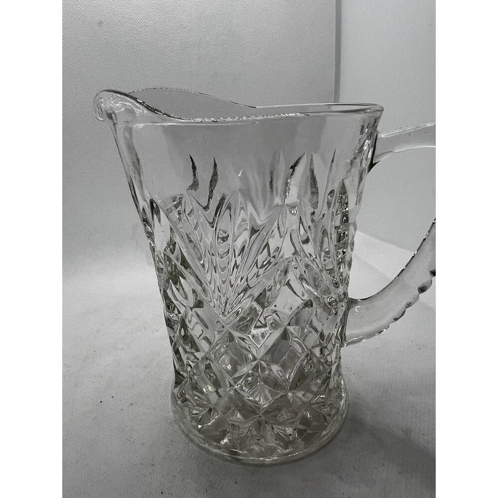 VTG Anchor Hocking Pineapple Pattern Clear Glass Creamer/Small Pitcher 60’s 70’s